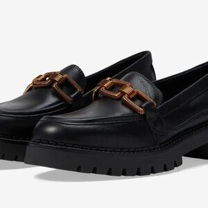 Pikolinos Platform Lug Sole Decorative Buckle Black Leather Loafer Size 42 NEW